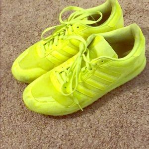Neon Yellow Adidas Athletic Shoes